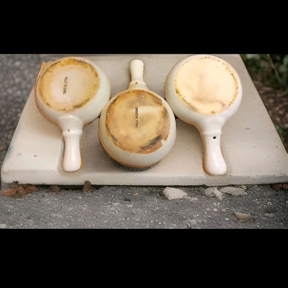 Lot of 3 Vintage Brown&Tan Stoneware French Onion Soup Bowls With Handles & Lids - Picture 9 of 9
